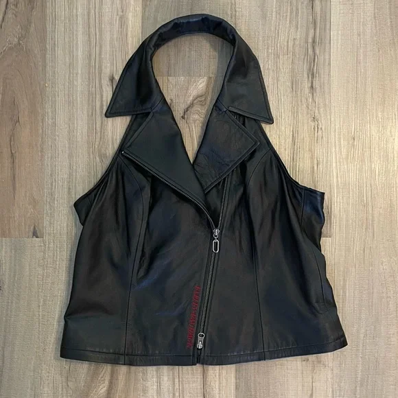 Vintage Harley-Davidson Black Leather modular dress size 12 - Picture 2 of 14